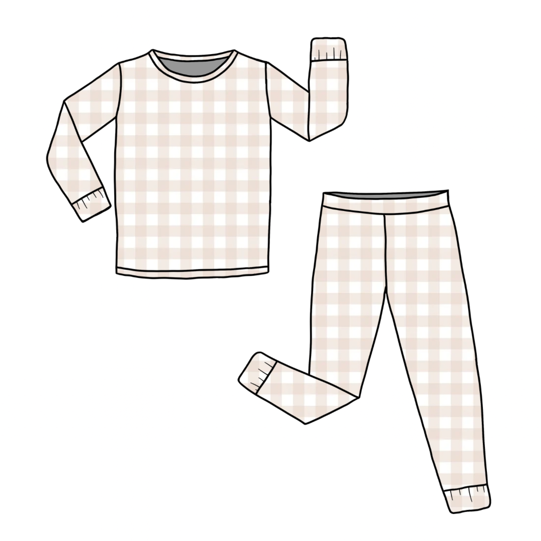 PREORDER Neutral Gingham Bamboo Pajamas