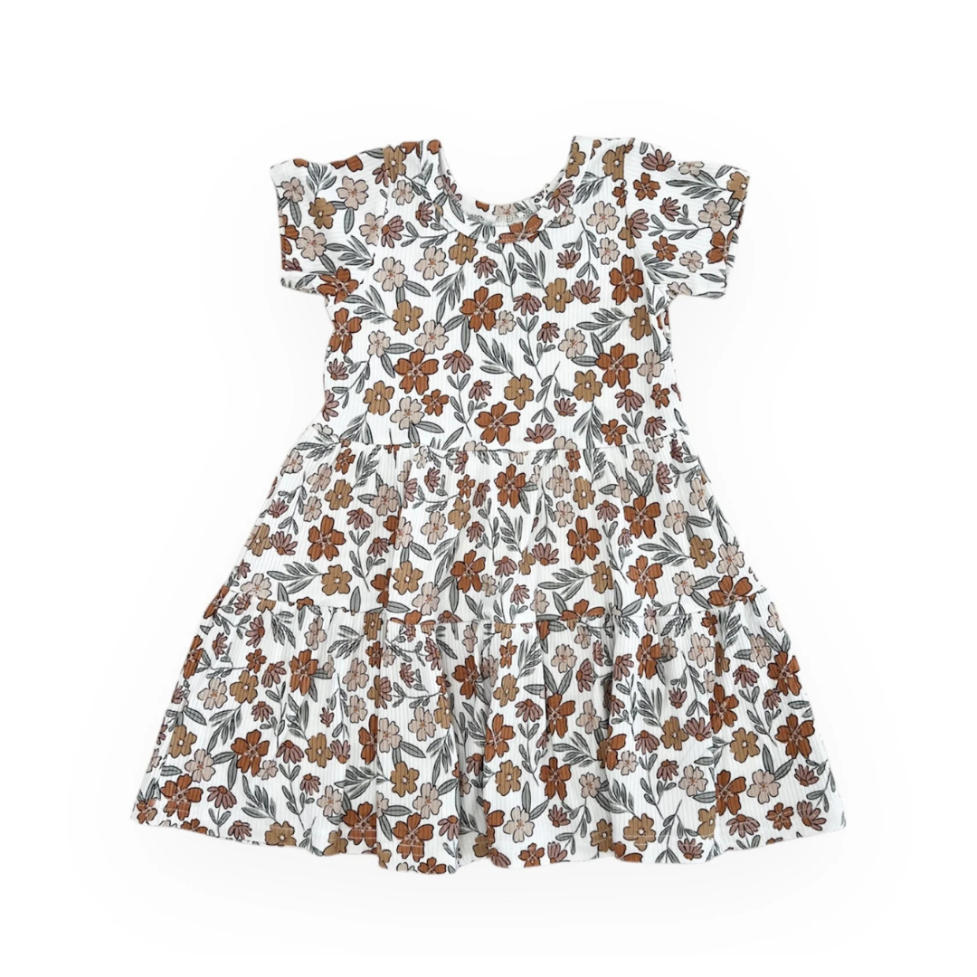 Fall Floral Ribbed Bamboo Twirl Dress