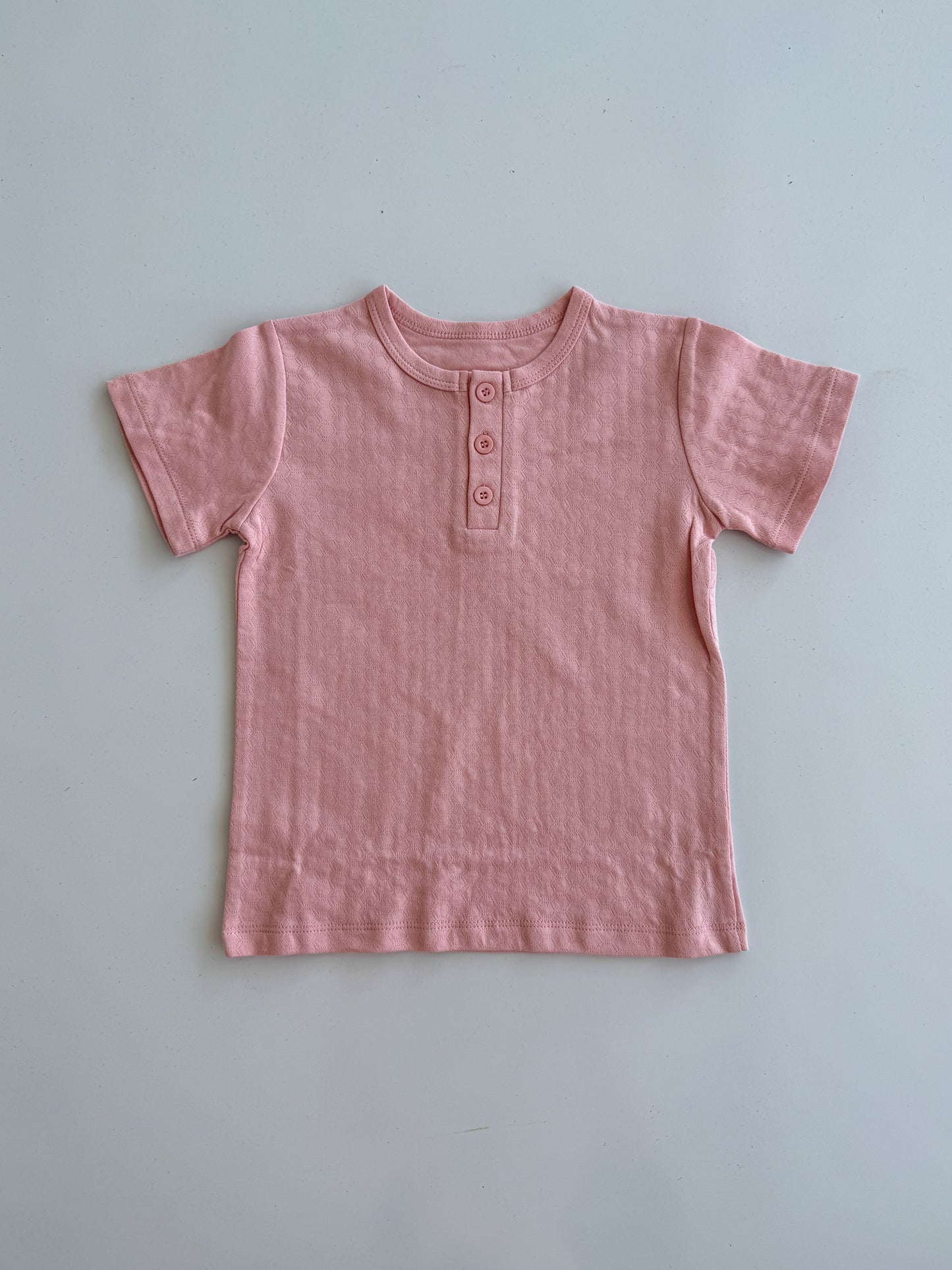 Organic Cotton Pointelle Tee - Pink