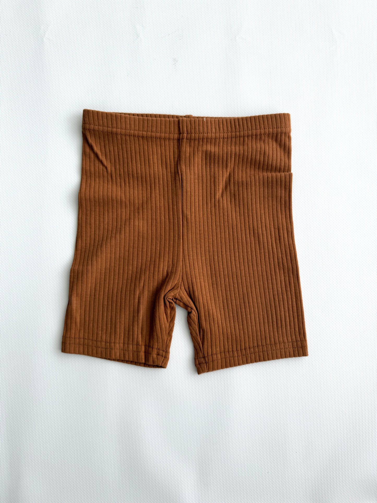 Ribbed Organic Cotton Biker Shorts - Chestnut