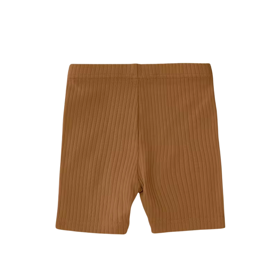 PREORDER Ribbed Organic Cotton Biker Shorts - Chestnut