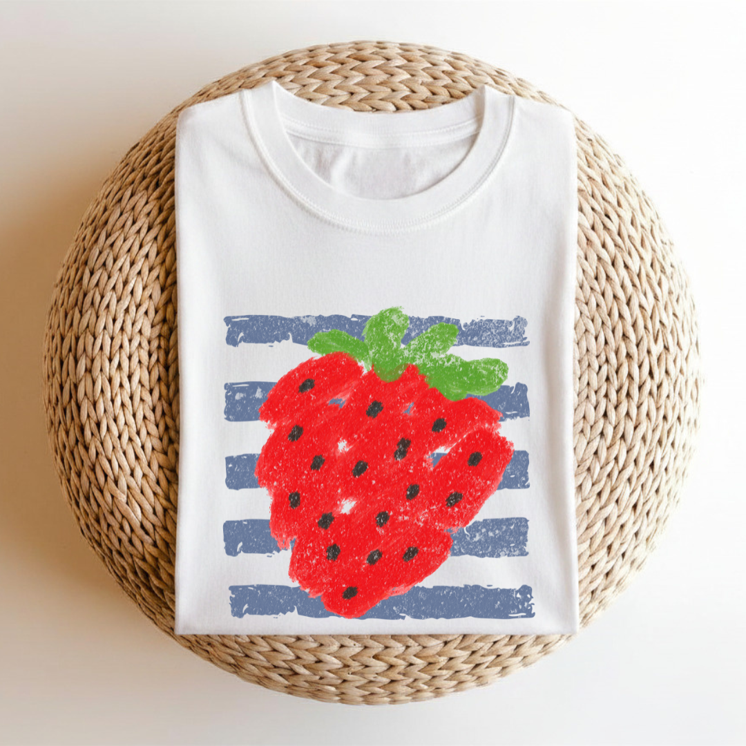 Strawberry Stripes - 100% Cotton Tee
