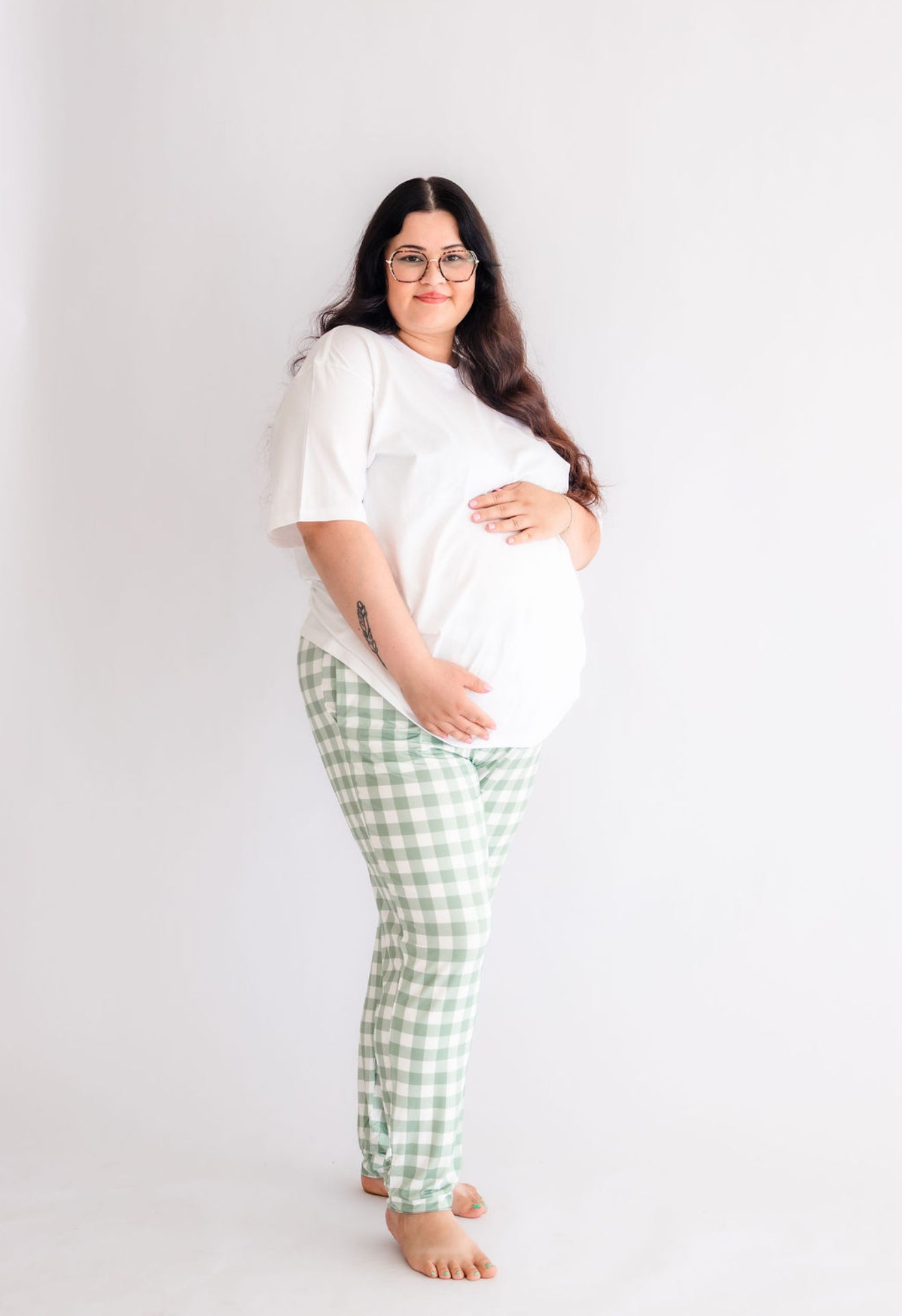 Jade Gingham Adult Joggers