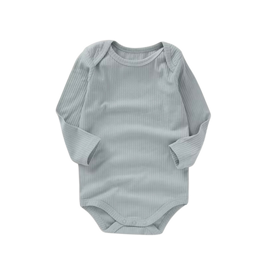 Ribbed Organic Cotton Long Sleeve Bodysuit - Ocean