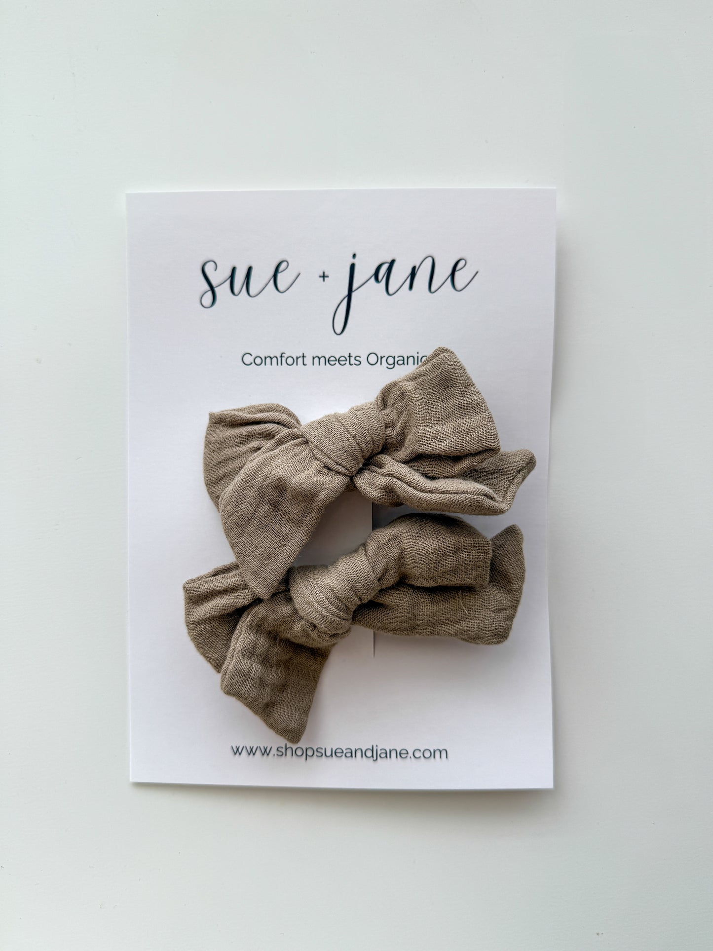 Mocha Organic Cotton Bows