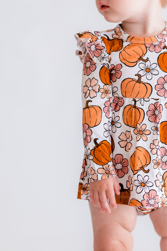 Autumn Floral Twirl Bodysuit Romper