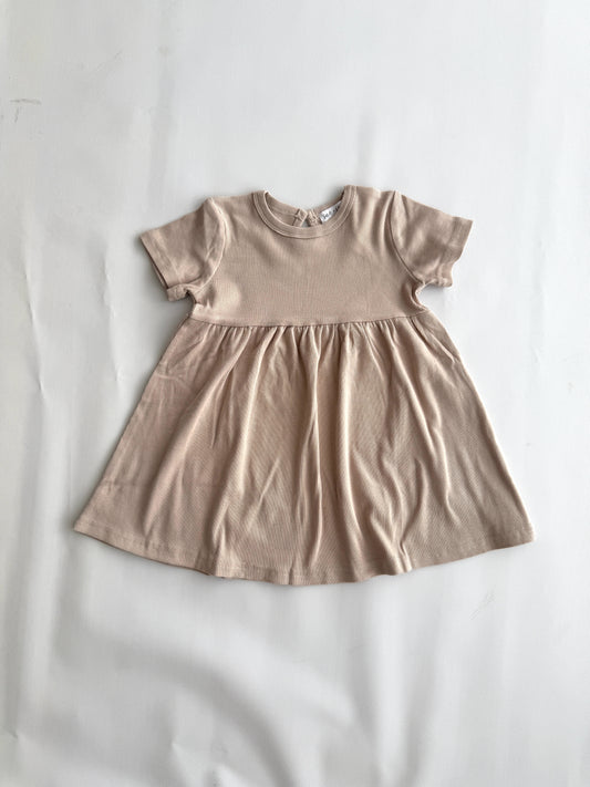 Ribbed Short Sleeve Organic Cotton Dress