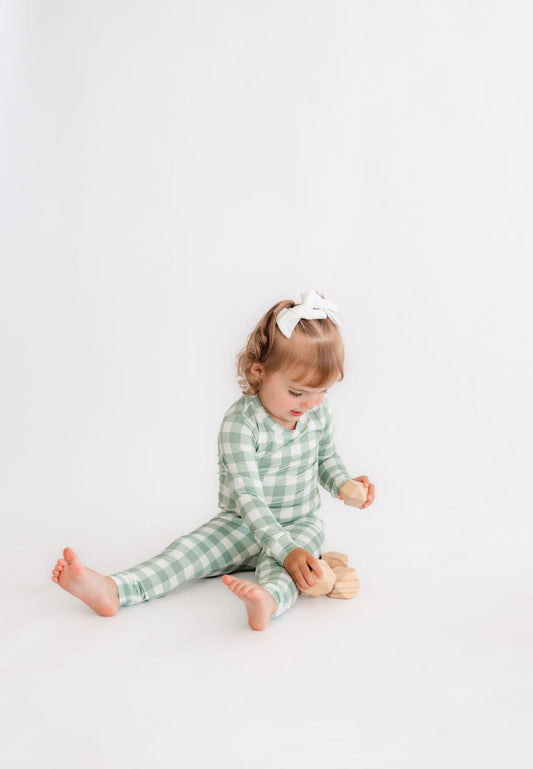 Jade Gingham Bamboo Pajamas