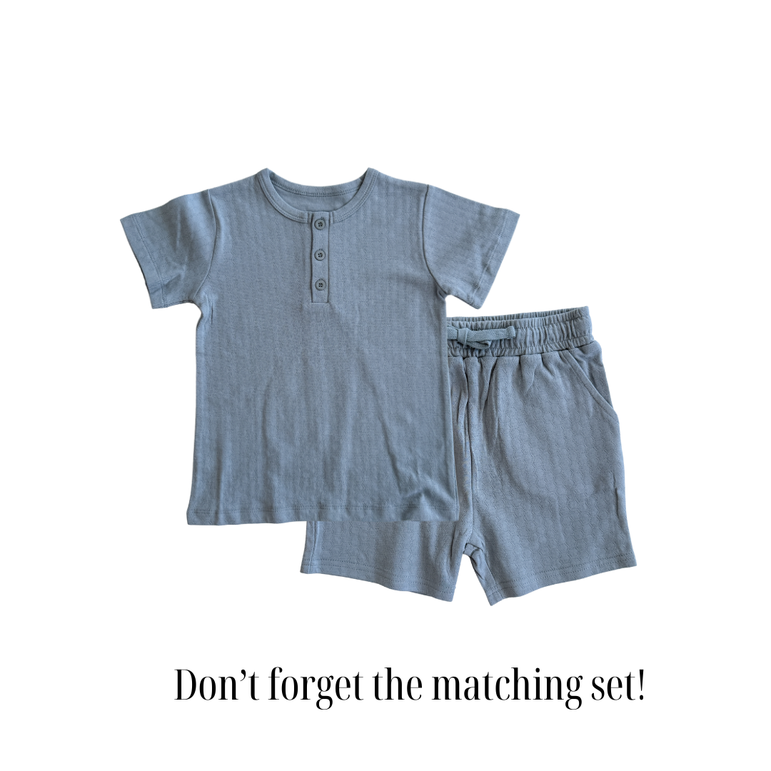 Organic Cotton Pointelle Tee - Slate