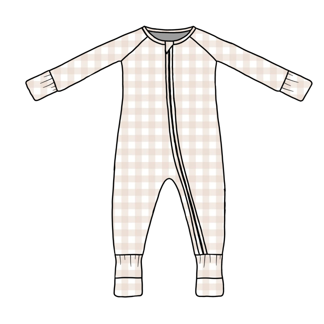 PREORDER Neutral Gingham Bamboo Zippy