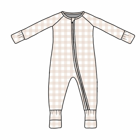 PREORDER Neutral Gingham Bamboo Zippy