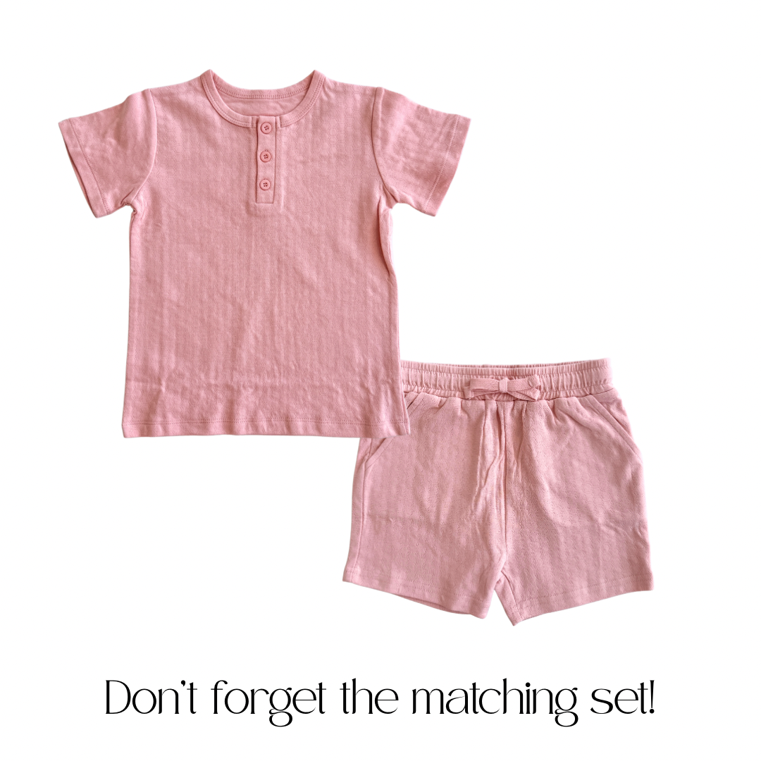 Organic Cotton Pointelle Shorts - Pink