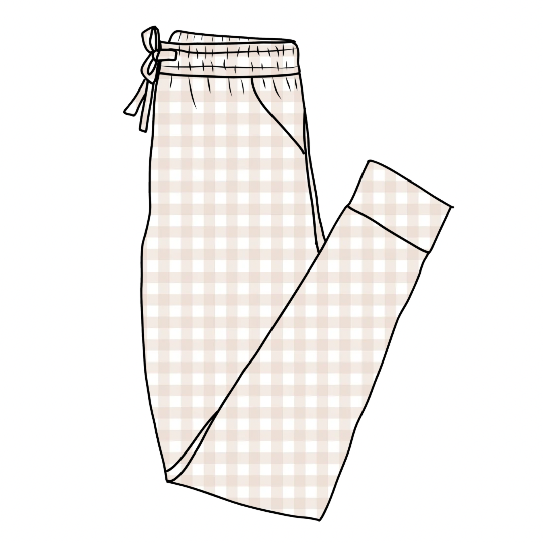 PREORDER Neutral Gingham Mama Joggers