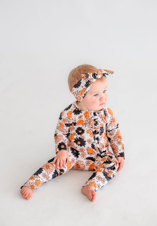 Spooky Floral Ruffle Bamboo Zippy