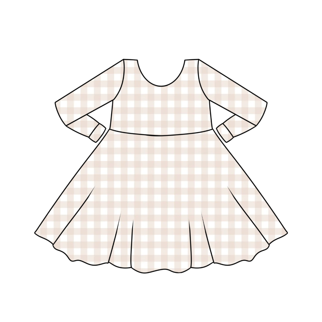 PREORDER Neutral Gingham Twirl Bodysuit Romper