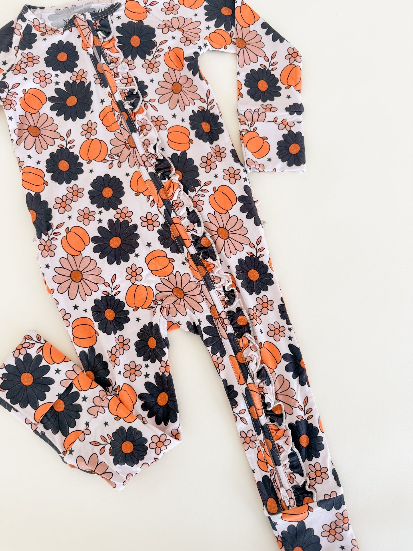 Spooky Floral Ruffle Bamboo Zippy