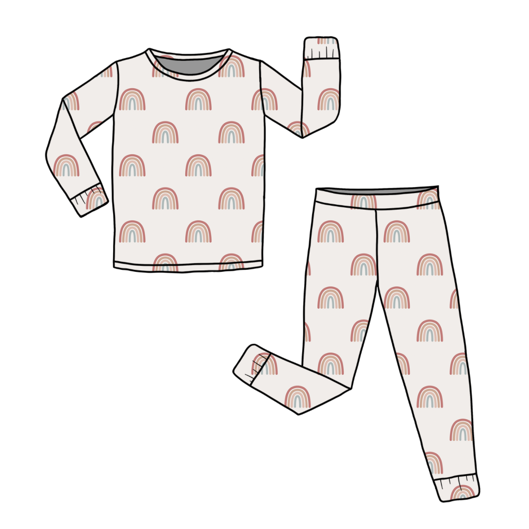 PREORDER Boho Rainbow Bamboo Pajamas