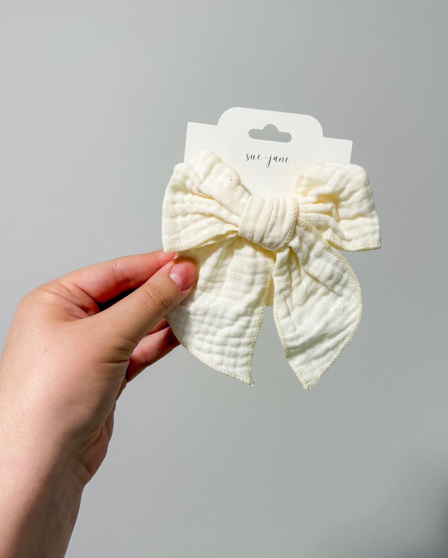 Ivory Gauze Bow on Clip