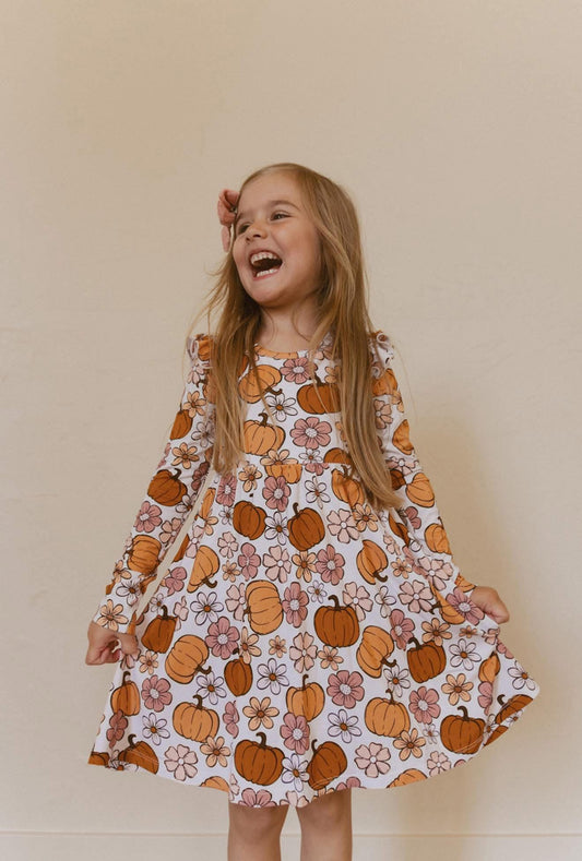 Autumn Floral Bamboo Twirl Dress