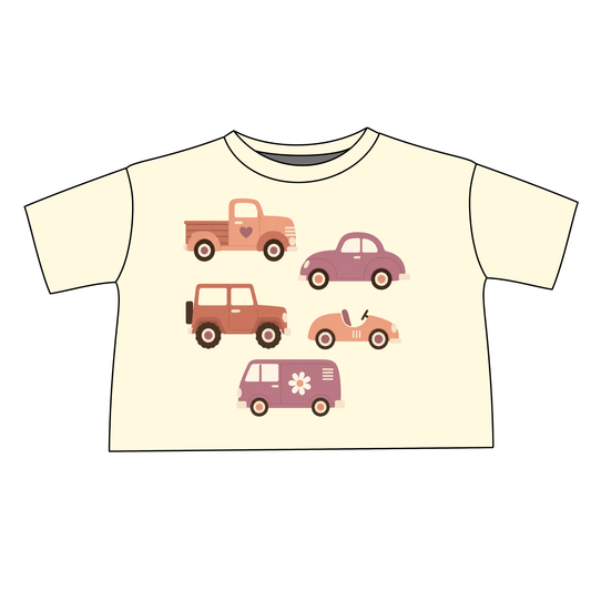 Retro Cars Organic Cotton Boxy Tee