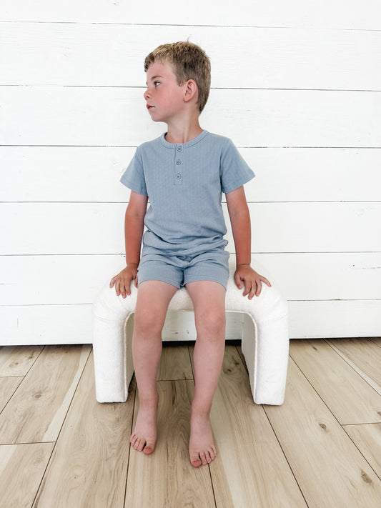 Organic Cotton Pointelle Shorts - Slate