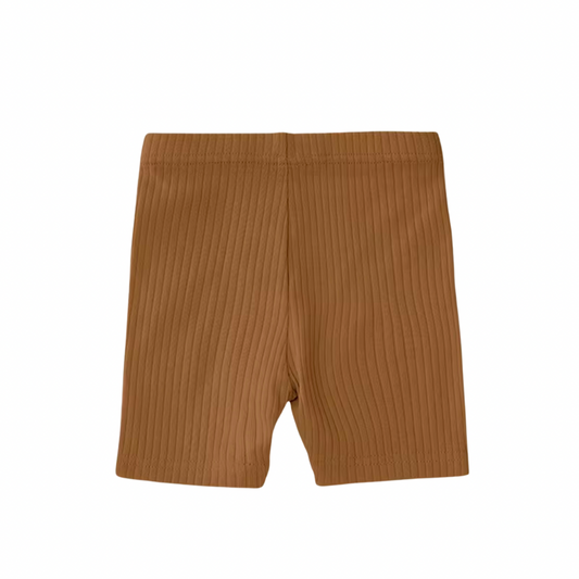 PREORDER Ribbed Organic Cotton Biker Shorts - Chestnut