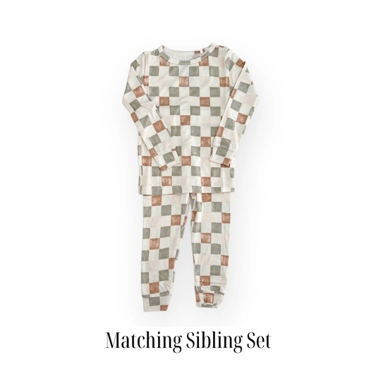 Checkered Fall Bamboo Pajamas - Long Sleeve