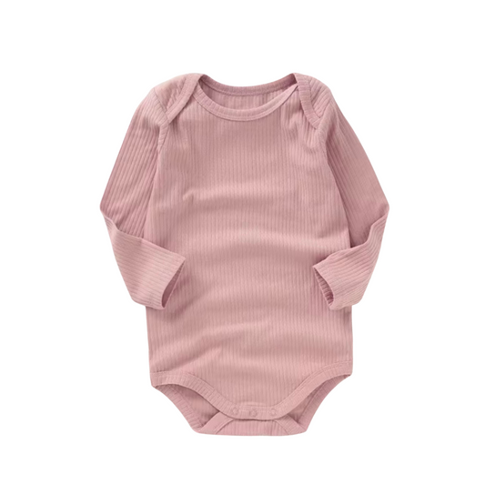 PREORDER Ribbed Organic Cotton Long Sleeve Bodysuit - Pink
