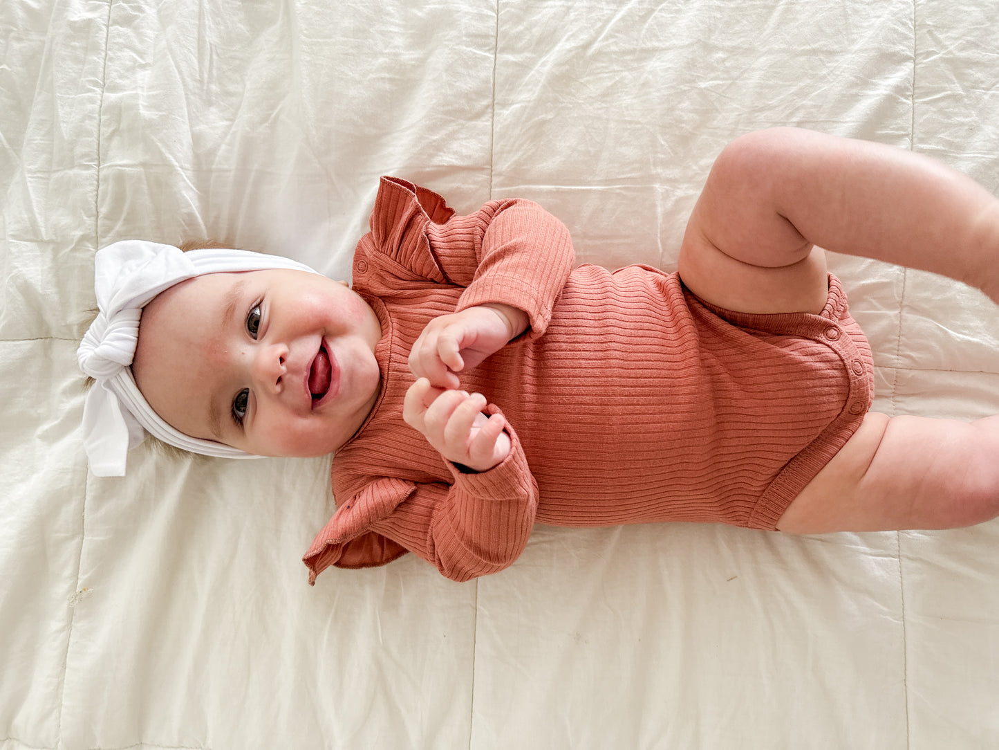 Ruffle Organic Cotton Long Sleeve Bodysuit - Mauve