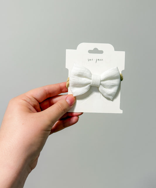 White Bow on Headband