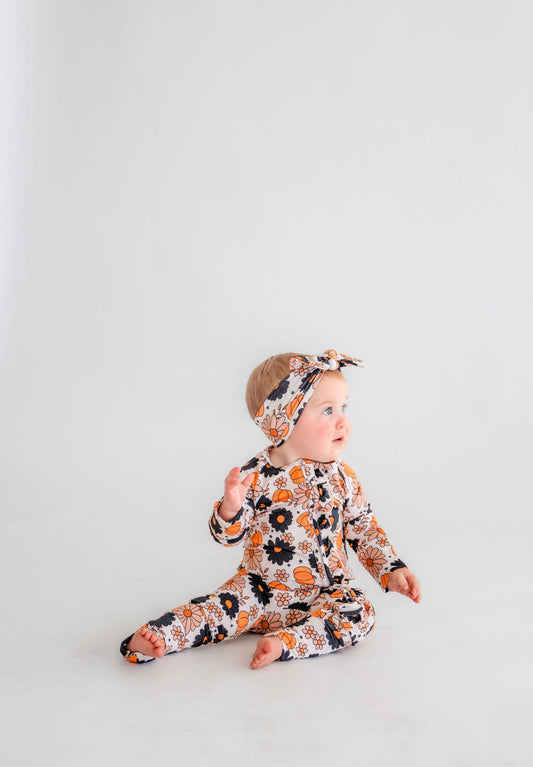Spooky Floral Ruffle Bamboo Zippy