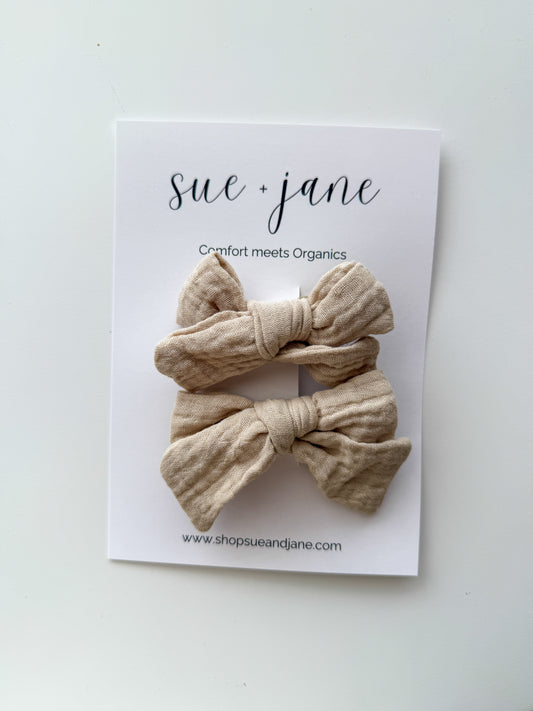 Natural Organic Cotton Bows