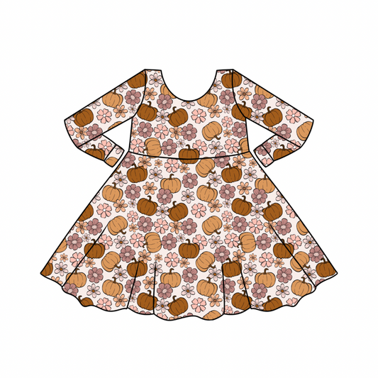 Autumn Floral Bamboo Twirl Dress