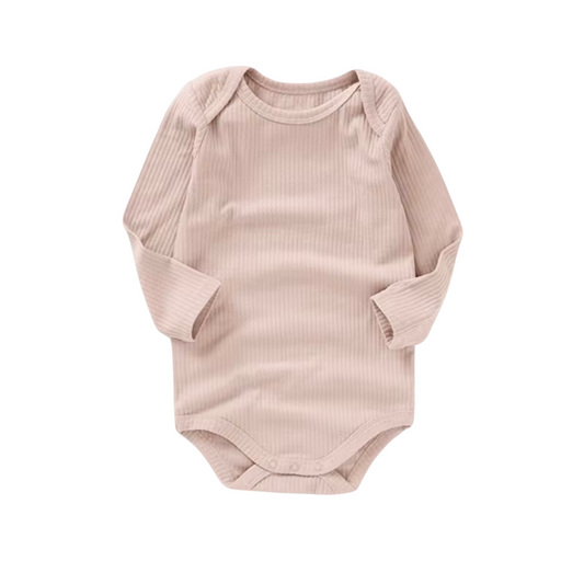 PREORDER Ribbed Organic Cotton Long Sleeve Bodysuit - Pearl