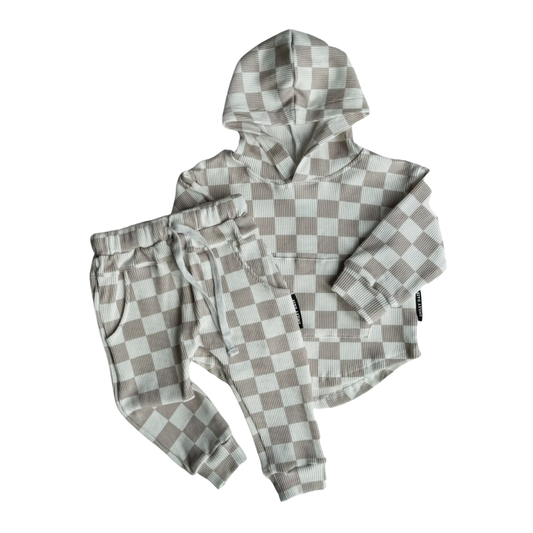 Checkered Waffle Knit Set