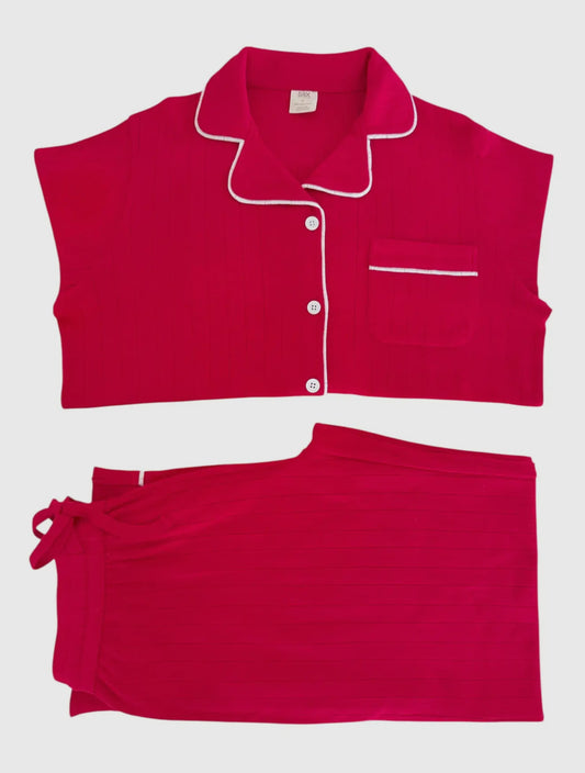 Red / Organic Pointelle Women’s Lounge Set