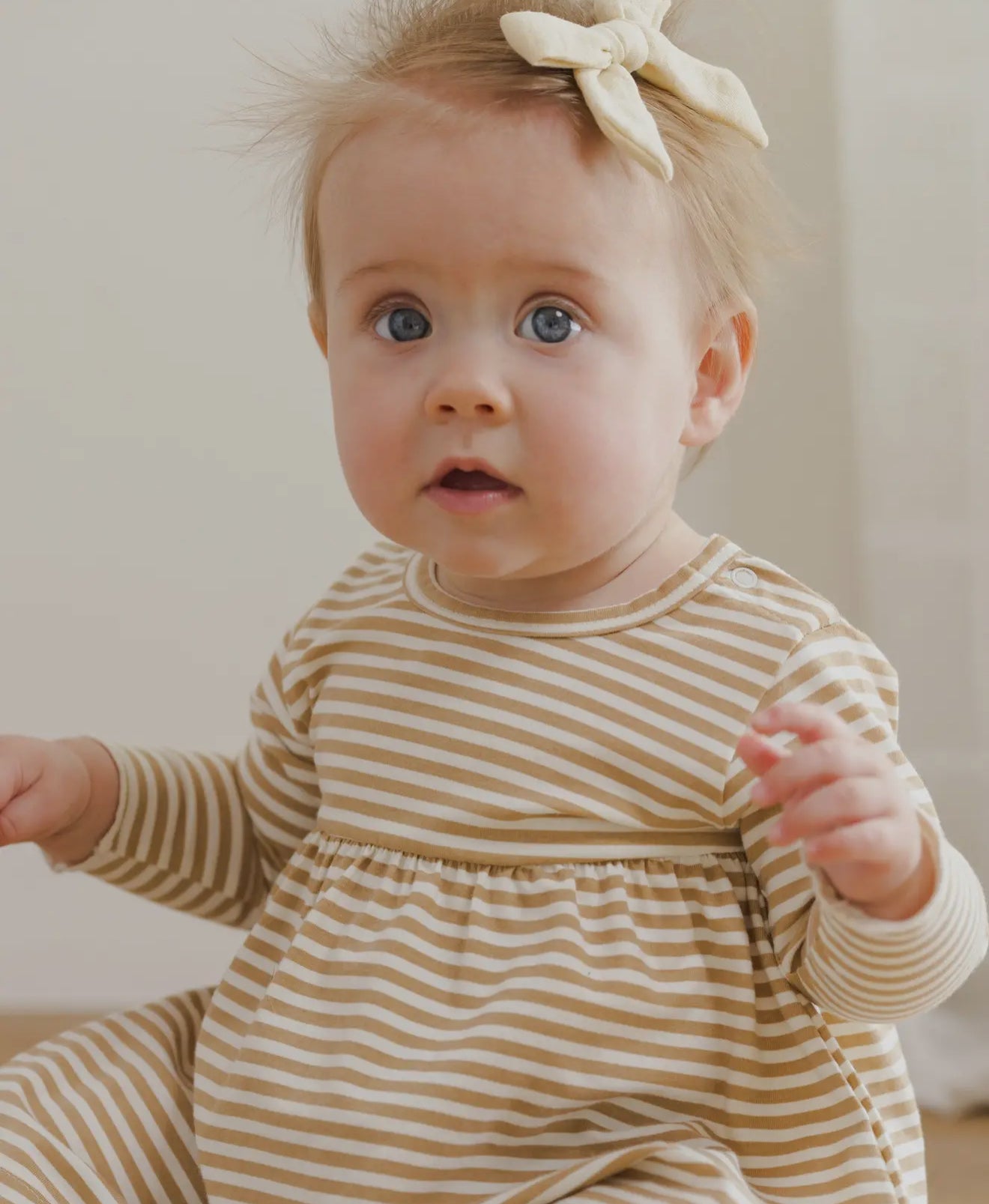 Honey Stripe | Organic Cotton Long Sleeve Dress