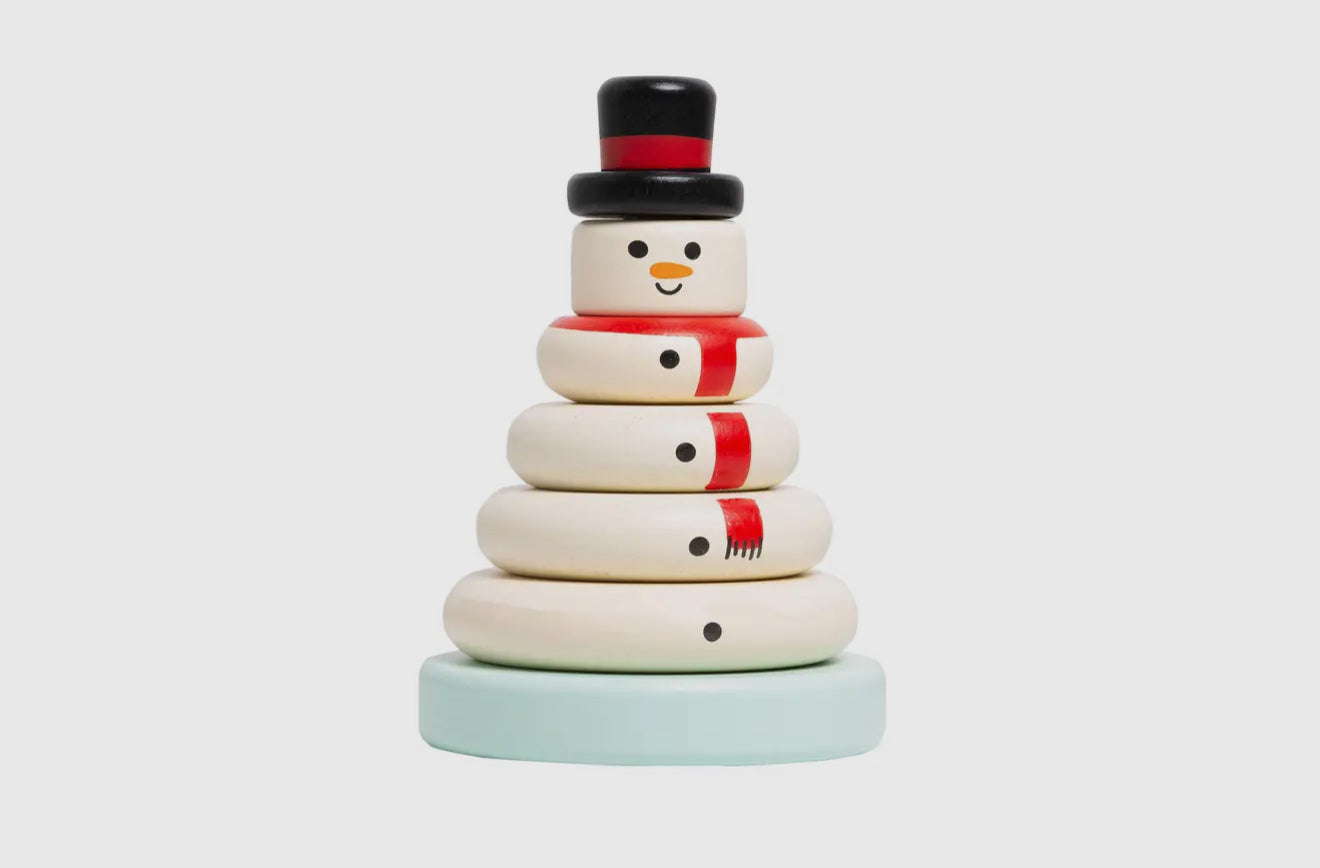 Wooden Snowman Stacking Toy Set, Holiday Baby Toddler Gift
