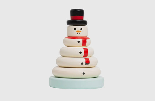 Wooden Snowman Stacking Toy Set, Holiday Baby Toddler Gift