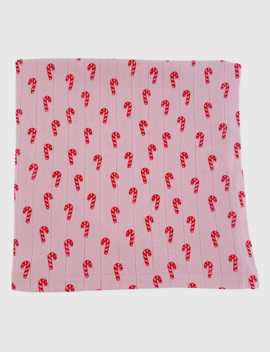 Pink Candy Cane / Organic Pointelle Swaddle
