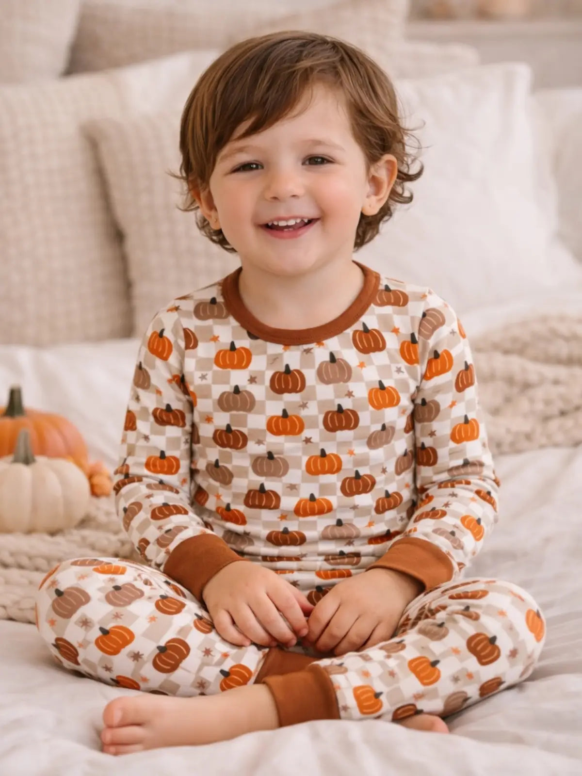 Checkered Pumpkin Bamboo Pajamas