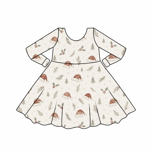 Christmas Hats Twirl Bodysuit Romper Dress