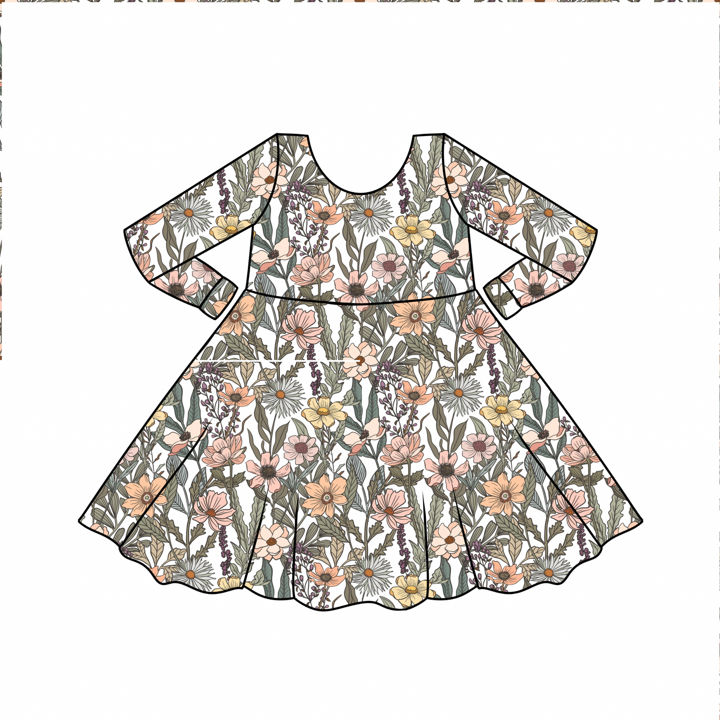 PREORDER Wildflower Long Sleeve Bamboo Twirl Dress
