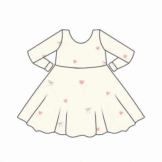 PREORDER Bow Much Love Long Sleeve Bamboo Twirl Dress