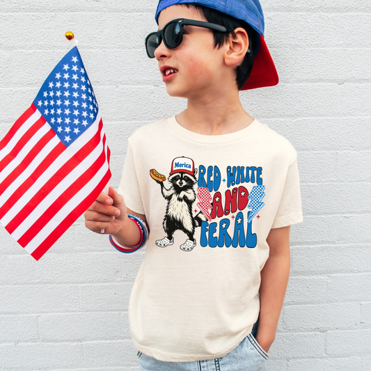 Red White & Feral - 100% Cotton Tee