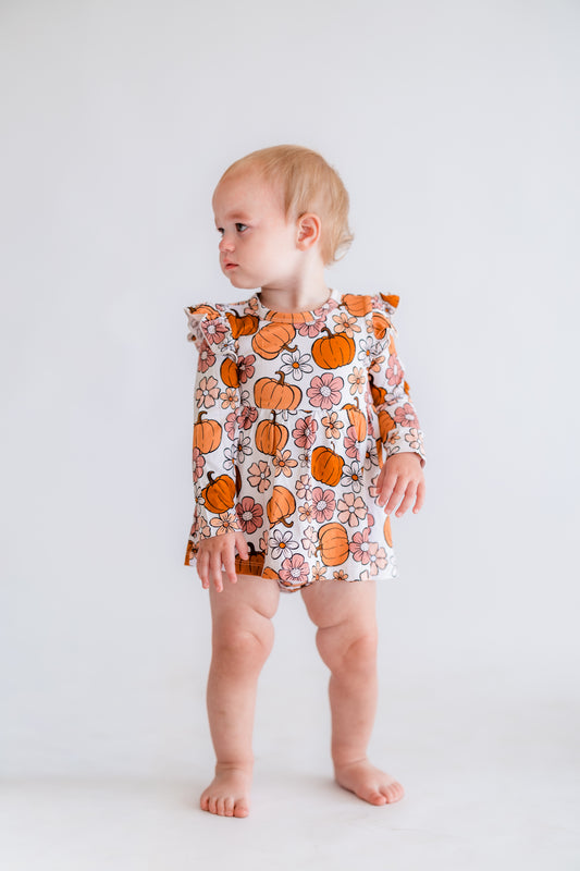 Autumn Floral Twirl Bodysuit Romper
