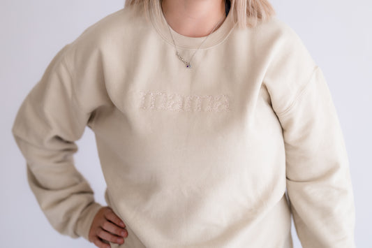 Neutral Embroidered Mama Crewneck