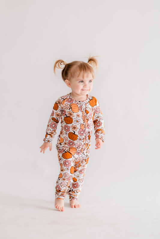 Autumn Floral Ruffle Bamboo Zippy